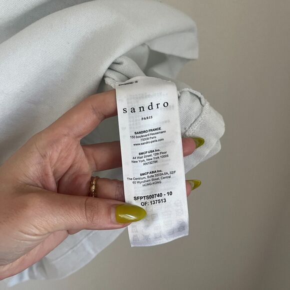 Sandro Tournesol Embellished Sunflower Oversize Graphic Tee in White Size MEDIUM - Picture 6 of 6